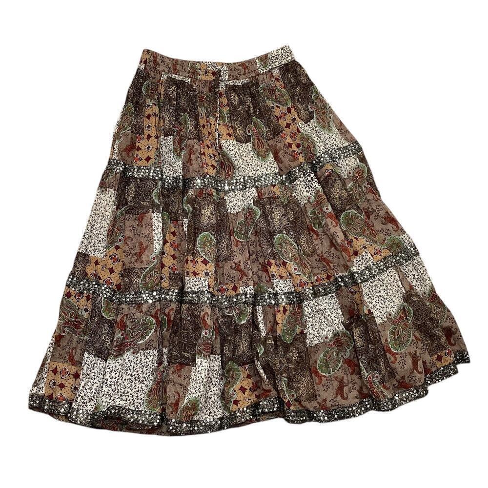 Vintage BHAGS boho & hippie sequin embelishment paisley prints maxi dress Large